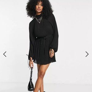 ASOS high neck, long sleeve, plisse mini dress